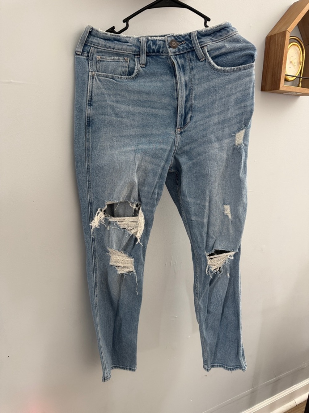 Light Blue Distressed Womens Jeans - Mom Jeans